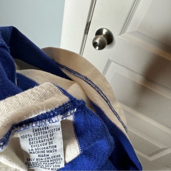 Polo Ralph Lauren Rugby Polo Shirt Blue White Striped Long Sleeve Men's Medium - Picture 11 of 12